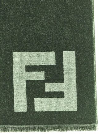 Fendi FF Macro Wool Jacquard Scarf - Black