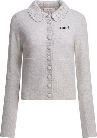 Chlo&eacute; Wool Cardigan With Logo
