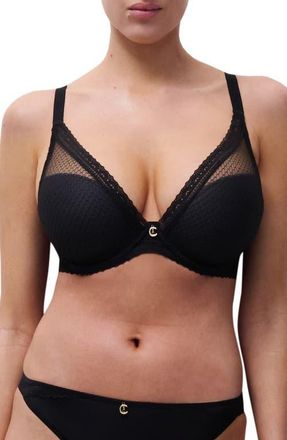 Chantelle Romance Underwire Plunge Contour Bra in Black at Nordstrom, Size 32D