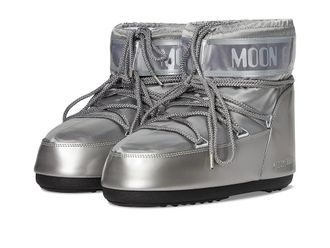 Moon Boot Icon Low Glance Womens Cold Weather Boots Silver : EU 42-44 (US Womens 10-11.5) B - Medium, Synthetic/Textile