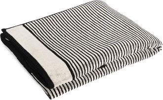 Saint Laurent Cassandre-detail striped towel - Black