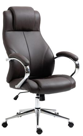 Clp Silla de oficina giratoria regulable en Cuero aut&eacute;ntico Marr&oacute;n