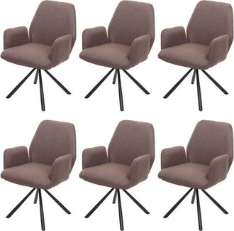 Hhg Hhg - Nunca Usado] Lote De 6 Sillas De Comedor 935, Silla De Cocina Sill&oacute;n Silla, Tela/textil Acero, Marr&oacute;n