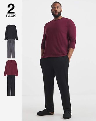 Jacamo 2 Pack Long Sleeve Pyjama Set