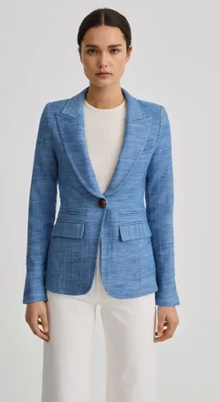 Smythe Denim Hutton Blazer in Denim Stripe at Nordstrom, Size 10