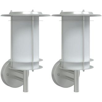 vidaXL Apliques De Exterior 2 Unidades Acero Inoxidable Plateado Vidaxl