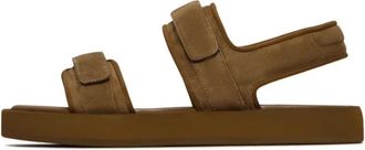 Cesare Gaspari Suede Comfort Velcro Sandalen - Brown - Dames - Sandalen - Bruin - 39 EU - Leer - Schoenen