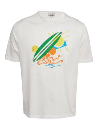 Herm&egrave;s Cotton print T-shirt - men - Cotton - M - White