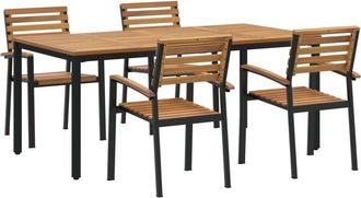 vidaXL vidaXL Garden Dining Set 5 pcs Black and brown 180 x 90 x 75 cm