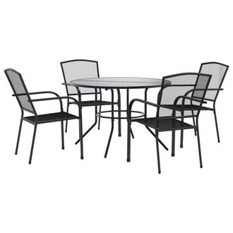 Berkfield Home Stackable Garden Chair Set 5 pcs Anthracite Powder-coated Steel in Dark Grey