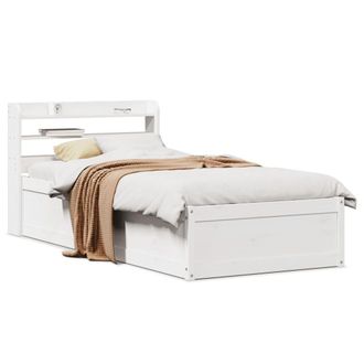 Berkfield Home Bed Frame with Headboard White 90x190 cm Single Solid Wood Pine