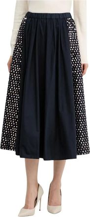 Forte_Forte Midi Rok - Dames - Midirokken - Blauw - M - Katoen - Rokken