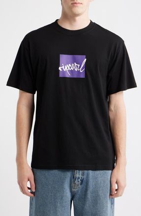 Rip Curl Rip Script Icon Organic Cotton Graphic T-Shirt in Black at Nordstrom, Size Small