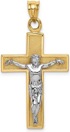 Diamond2Deal 14k Two-tone Gold Crucifix Pendant