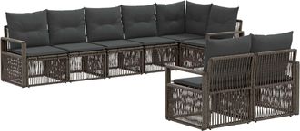 vidaXL Conjunto De Sof&aacute;s De Jard&iacute;n 8 Uds. Gris Rat&aacute;n Sint&eacute;tico Vidaxl