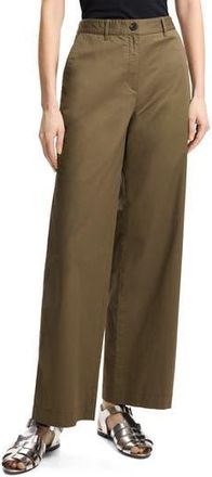 Theory Patton Flat Front Stretch Cotton Pants in Dark Olive at Nordstrom Rack, Size 14