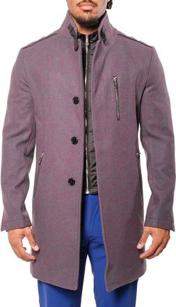 Maceoo Captainbordeaux Blue Wool Blend Car Coat with Quilted Bib at Nordstrom, Size 3