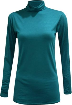 Generic Womens Ladies Polo Roll Neck Long Sleeve Turtle Neck Plain Jumpers for Women Top (UK, Numeric, 14, Regular, Regular, Teal Blue)
