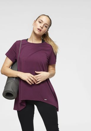 Venice Beach Funktionsshirt VENICE BEACH Funktionsshirt, Damen, Gr. 40/42, lila (pflaume), Single Jersey, Obermaterial: 63% Polyester, 32% Baumwolle, 5% Elasthan, 