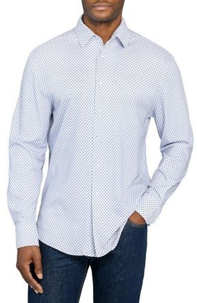 Brooklyn Brigade Diamond Print Knit Long Sleeve Basic in White/blue at Nordstrom, Size Xx-Large