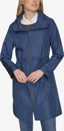 Cole Haan Womens Packable Rain Jacket - Blue Size Medium
