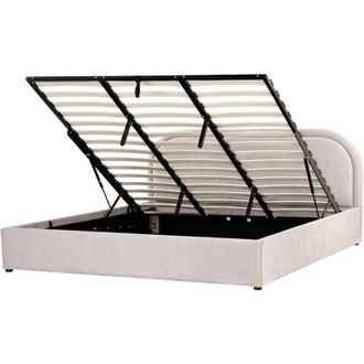 Beliani Ottoman Bed Fabric QUILLIEN 180 x 200 cm (EU Super King) Taupe