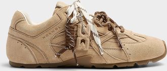 Nokwol Womens Sand beige suede Atlas sneakers