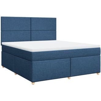 vidaXL Cama Box Spring Con Colch&oacute;n Tela Azul 180x200 Cm Vidaxl