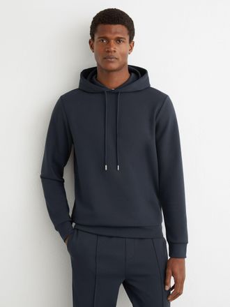 Reiss Airforce Blue Premium Interlock-jersey Hoodie, Xxl