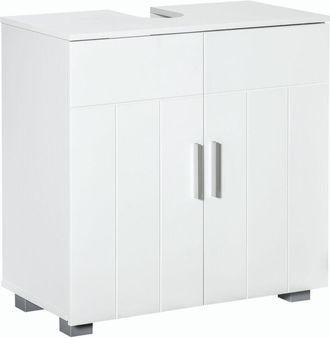 Kleankin Mueble Para Debajo Del Lavabo Armario Ba&ntilde;o De Suelo De Madera Con 2 Puertas Y Estante Ajustable Interior Moderno 60x30x60 Cm