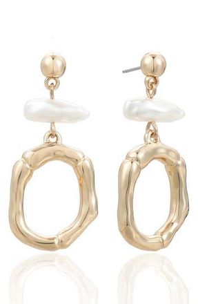 Ettika Rip Tide Faux Pearl Circle Drop Earrings in Gold at Nordstrom Rack