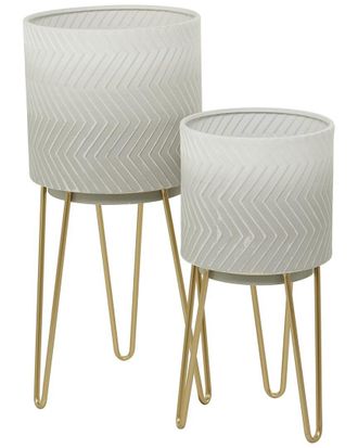 CosmoLiving by Cosmopolitan Cosmoliving By Cosmopolitan Set Of 2 Metal Planters With Stands