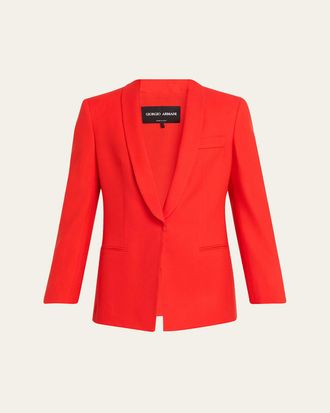 Giorgio Armani Virgin Wool Single-Breasted Longline Blazer