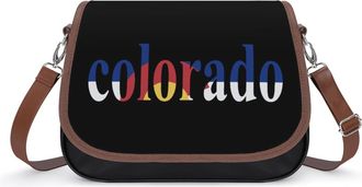 Generic Colorado Flag Crossbody Bags for Women Fashion Leather Shoulder Handbags With Adjustable Strap