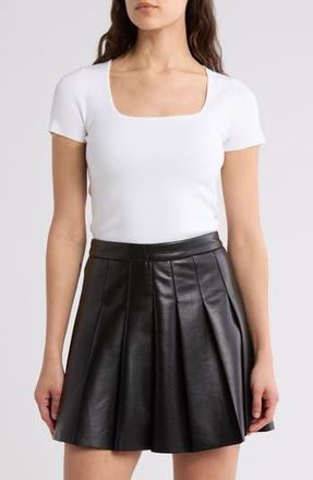 Leith Compact Short Sleeve Sweater in White at Nordstrom Rack, Size X-Small