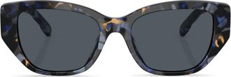 Tory Burch graphic-print geometric-frame sunglasses - women - Acetate - 53 - Blue