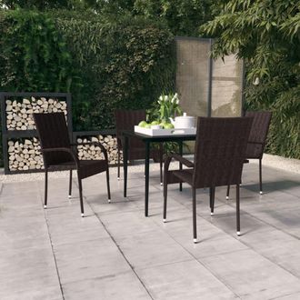 vidaXL Juego De Comedor De Jard&iacute;n 5 Piezas Con Cojines Marr&oacute;n Y Negro Vidaxl