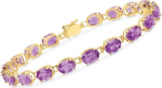 Ross-Simons Oval Amethyst Bracelet in 14kt Yellow Gold
