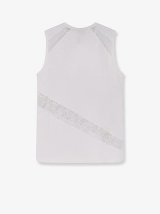 Pinko Lace-Insert Cotton Tank Top - White