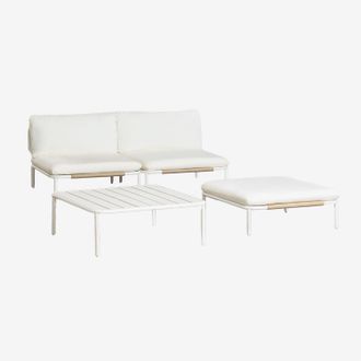 Sklum Conjunto De Jard&iacute;n Con Sof&aacute; Modular De 2 Piezas, Mesa De Centro Y Puff En Acero Roubly Sklum