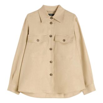 Max Mara Light Jackets, female, Beige, Size: 2XS Flap-pocket Shirt Jacket