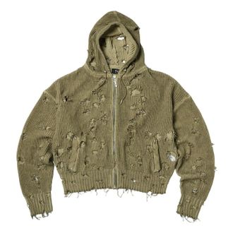Thug Club Destroyed Knit Zip-Up Hoodie Green TC26KN0101
