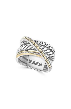 Effy Sterling Silver & 18K Gold Crisscross Ring at Nordstrom Rack, Size 7