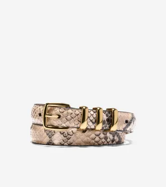 Cole Haan Womens 20MM Harness Belt with Feather Edge - Beige Size Medium