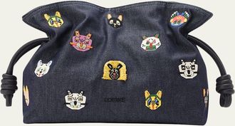 Loewe x Louis Wain Flamenco Clutch Bag in Denim