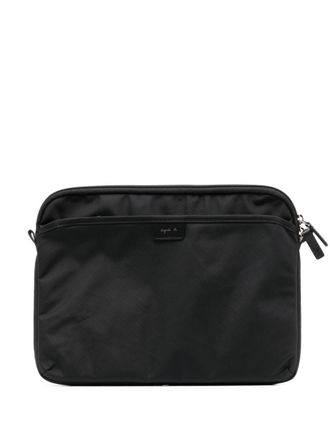 agn&egrave;s b. logo-patch zipped laptop bag - unisex - Nylon - OS - Black