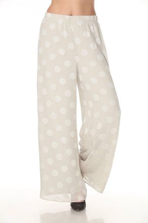 Joseph Ribkoff Polka Dot Chiffon Wide-Leg Pants In Moonstone