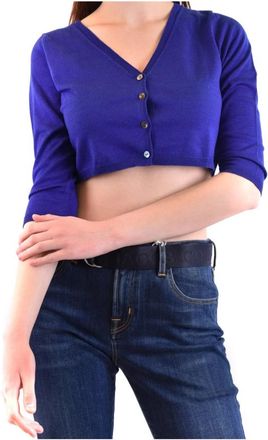 P.A.R.O.S.H. Blauwe V-Hals Cardigan Lente/Zomer - Dames - Vesten - Blauw - L - Truien & Vesten