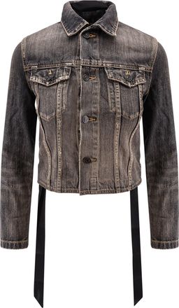 Balenciaga Denim Jacket With Satin Laces-Donna