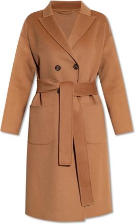 Anine Bing Dylan Double-Breasted Coat - Dames - Mantel - Bruin - M - Wol - Jassen